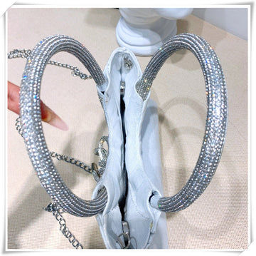 Silver Luxurious Sparkling Crystal Fashion Wedding Party Clutch Bag with Bowknot