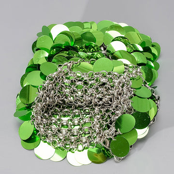 Green Retro Sparkling Sequined High-End Chain Evening Clutch Bag