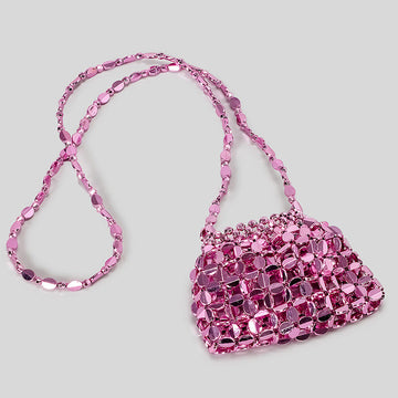 Chic Acrylic Sequins Elegant Weave Chain Evening Clutch Bag with Beadings