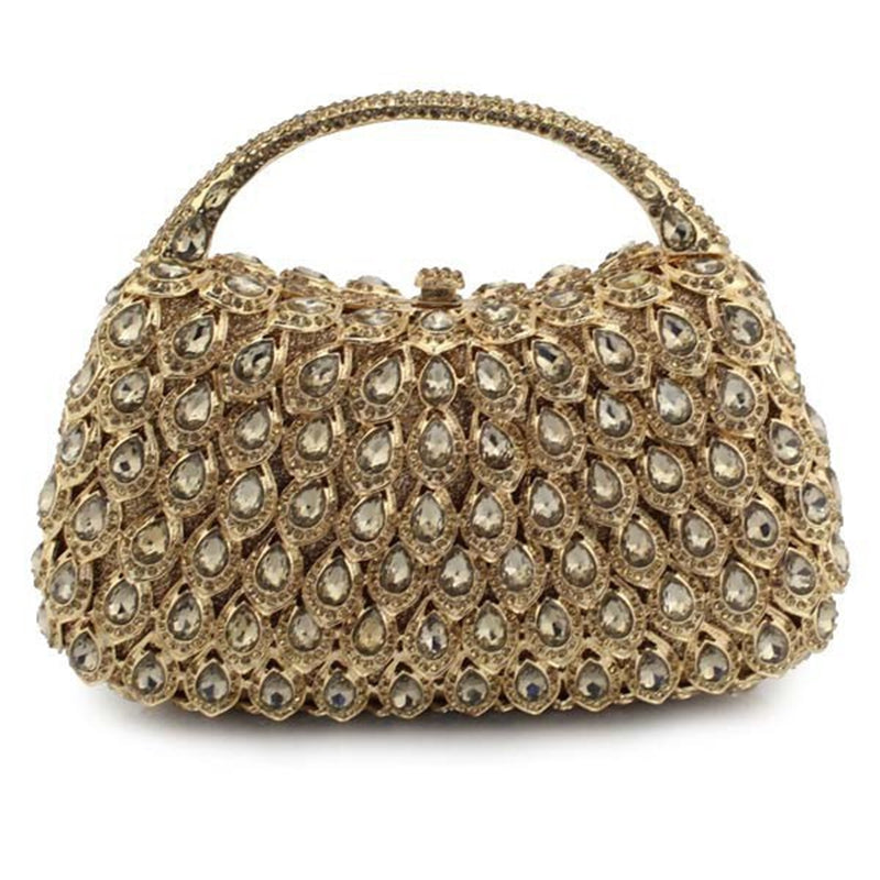 Retro Luxurious Wedding Party Evening Square HandBag with Rhinestone