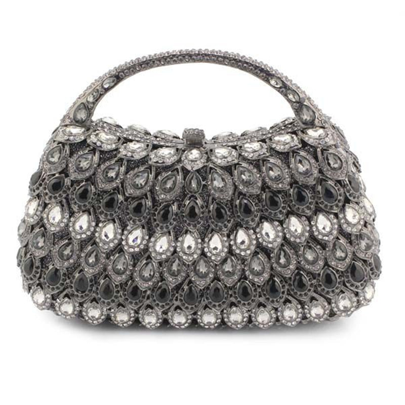 Retro Luxurious Wedding Party Evening Square HandBag with Rhinestone
