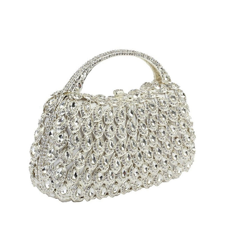 Retro Luxurious Wedding Party Evening Square HandBag with Rhinestone