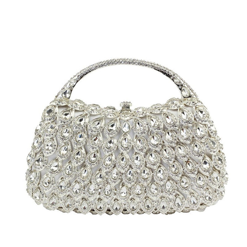 Retro Luxurious Wedding Party Evening Square HandBag with Rhinestone