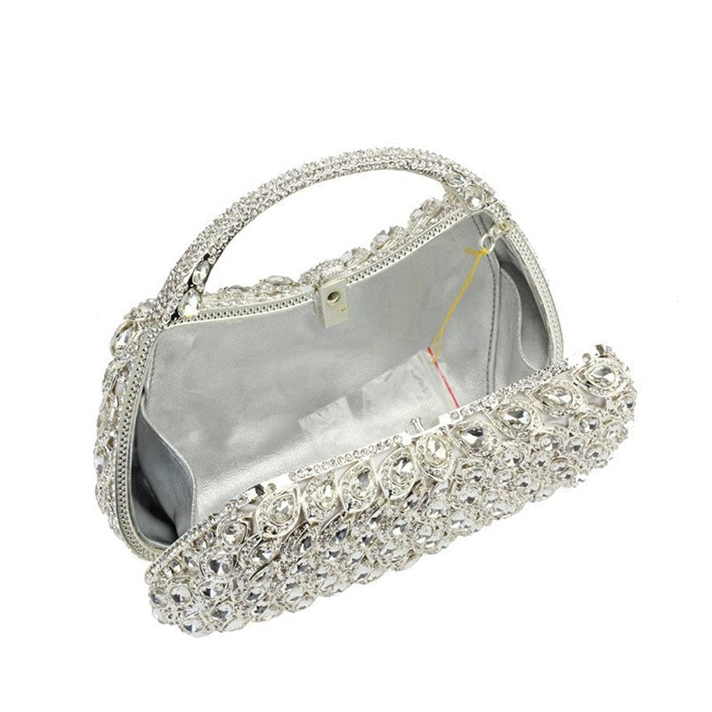 Retro Luxurious Wedding Party Evening Square HandBag with Rhinestone