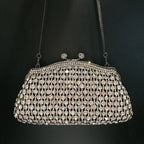 Skeleton Metal Retro Evening Party Clutch Bag with Irregular Rhinestones