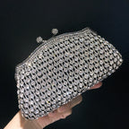 Skeleton Metal Retro Evening Party Clutch Bag with Irregular Rhinestones