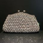 Skeleton Metal Retro Evening Party Clutch Bag with Irregular Rhinestones