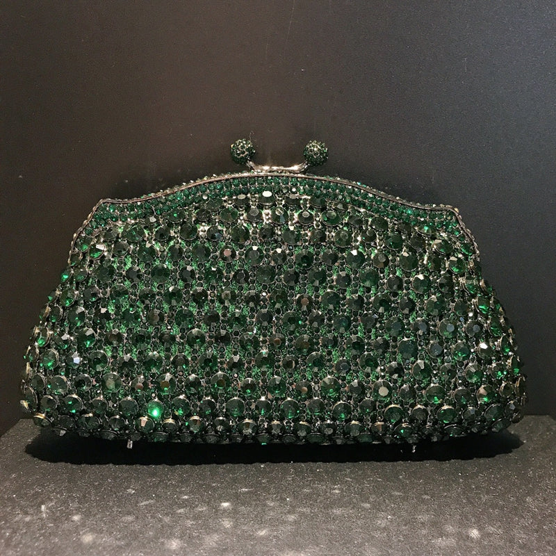 Skeleton Metal Retro Evening Party Clutch Bag with Irregular Rhinestones