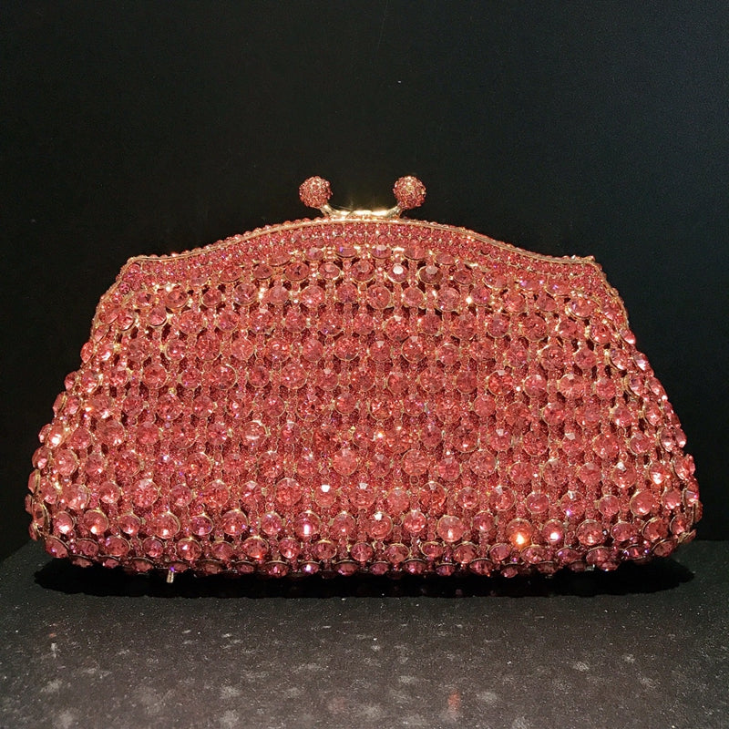 Skeleton Metal Retro Evening Party Clutch Bag with Irregular Rhinestones