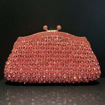 Skeleton Metal Retro Evening Party Clutch Bag with Irregular Rhinestones
