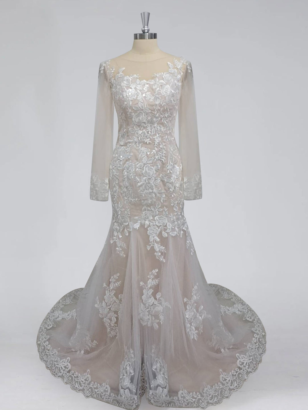 Trumpet/Mermaid V-Neck Floor-length Lace Wedding Dress