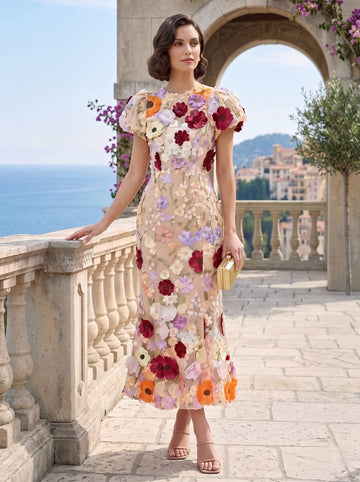 Mermaid/Trumpet Short Sleeves Wedding Guest Dress with Flower
