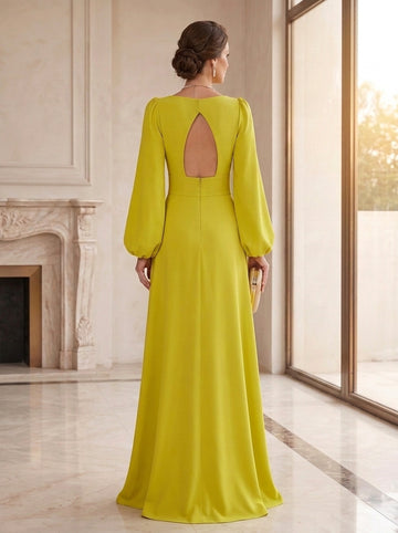 A-Line/Princess V-Neck Long Sleeves Wedding Guest Dress