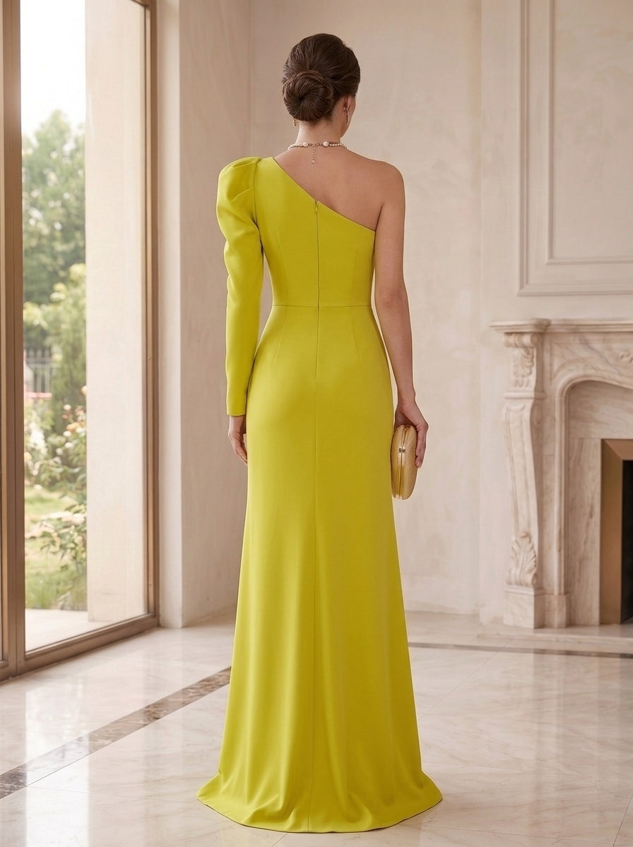 Sheath/Column One-Shoulder Split Side Wedding Guest Dress
