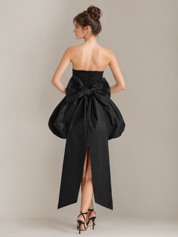A-Line/Princess Strapless Sleeveless Mini/Short Classic Wedding Dress with Detachable Bow