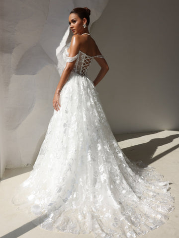 A-Line/Princess Sweetheart Wedding Dresses Lace Sweep Train/Brush Train