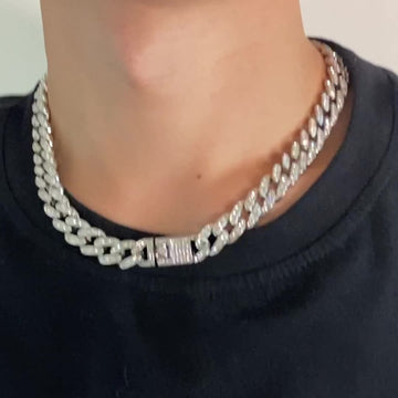 Men's Cool High End White Rhinestone Alloy Cuban Chain Necklace