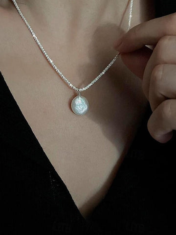 S925 Sterling Silver Necklace for Wedding Valentine's Day Daily Vintage Classic Round Necklace Jewelry