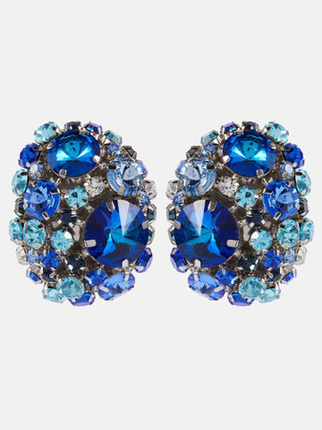 Large Round Exaggerated Rhinestone Stage Earrings