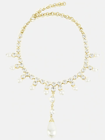 Fashion Simple Pearl Diamond Tassel Sparkling Necklace Accessories