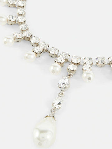 Fashion Simple Pearl Diamond Tassel Sparkling Necklace Accessories