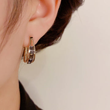 Elegant Two Piece Minimalist Rhinestone Earrings