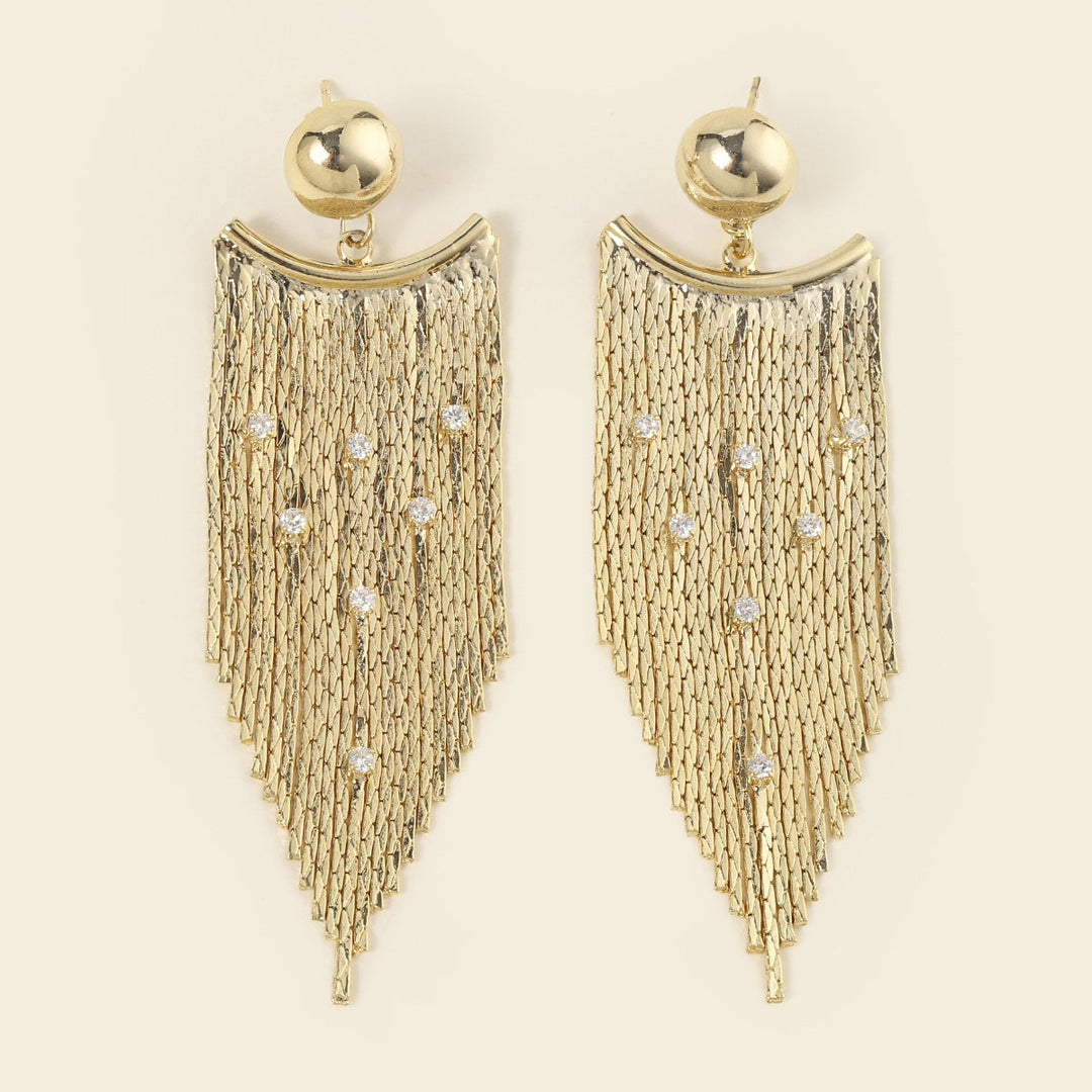 Vintage Gold Wire Chain Tassel Fashion Earrings