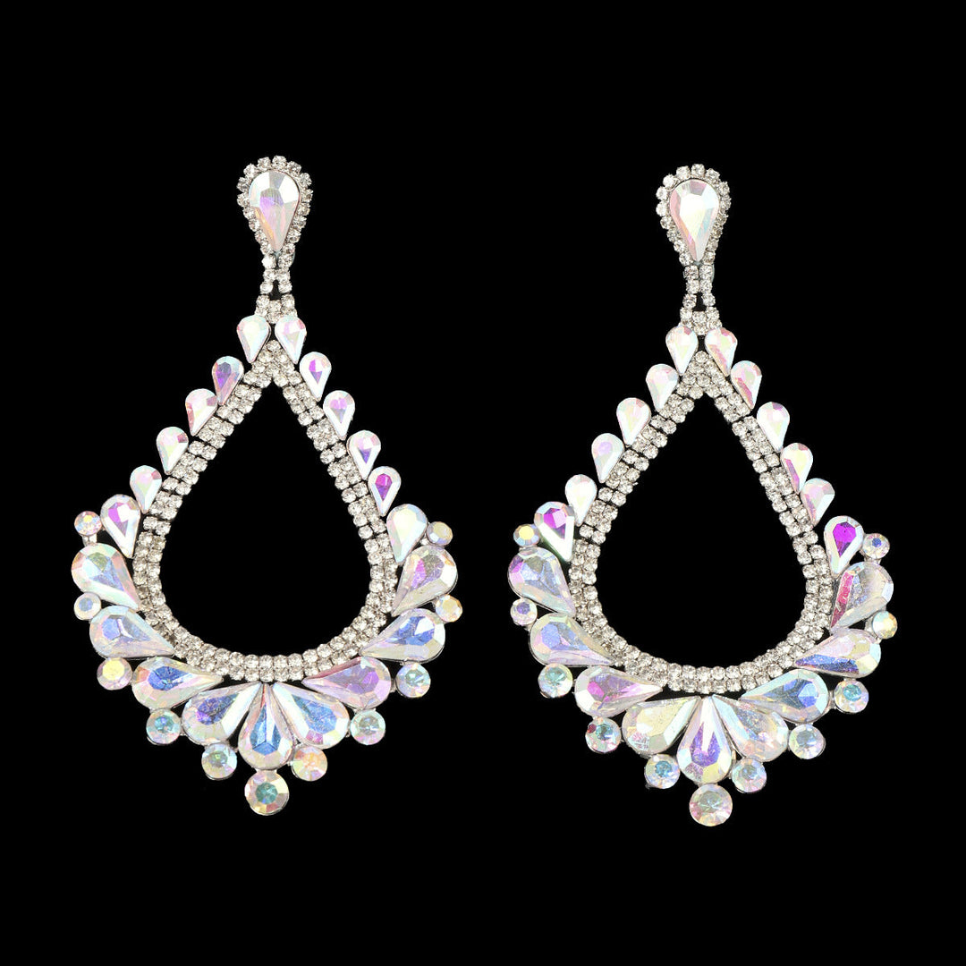 Fashion Glass Rhinestone Exaggerated Waterdrop Earrings