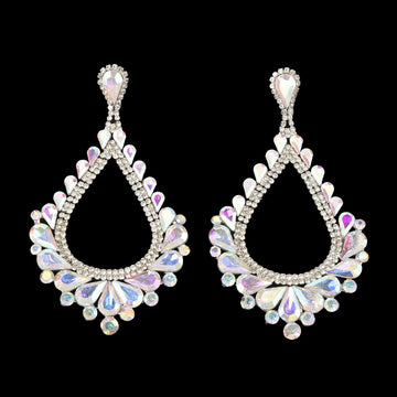 Fashion Glass Rhinestone Exaggerated Waterdrop Earrings