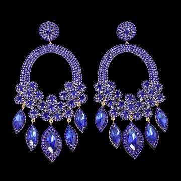 Exaggerated Stylish Flower Luxury Diamond Dangle Earrings