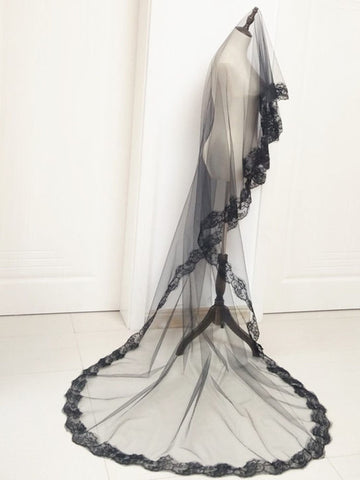 Halloween Black Gothic Punk Party Lace Veil Headpiece