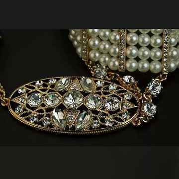 Sparkling Simple Rhinestone Luxury Pearl Ring Bracelet Set