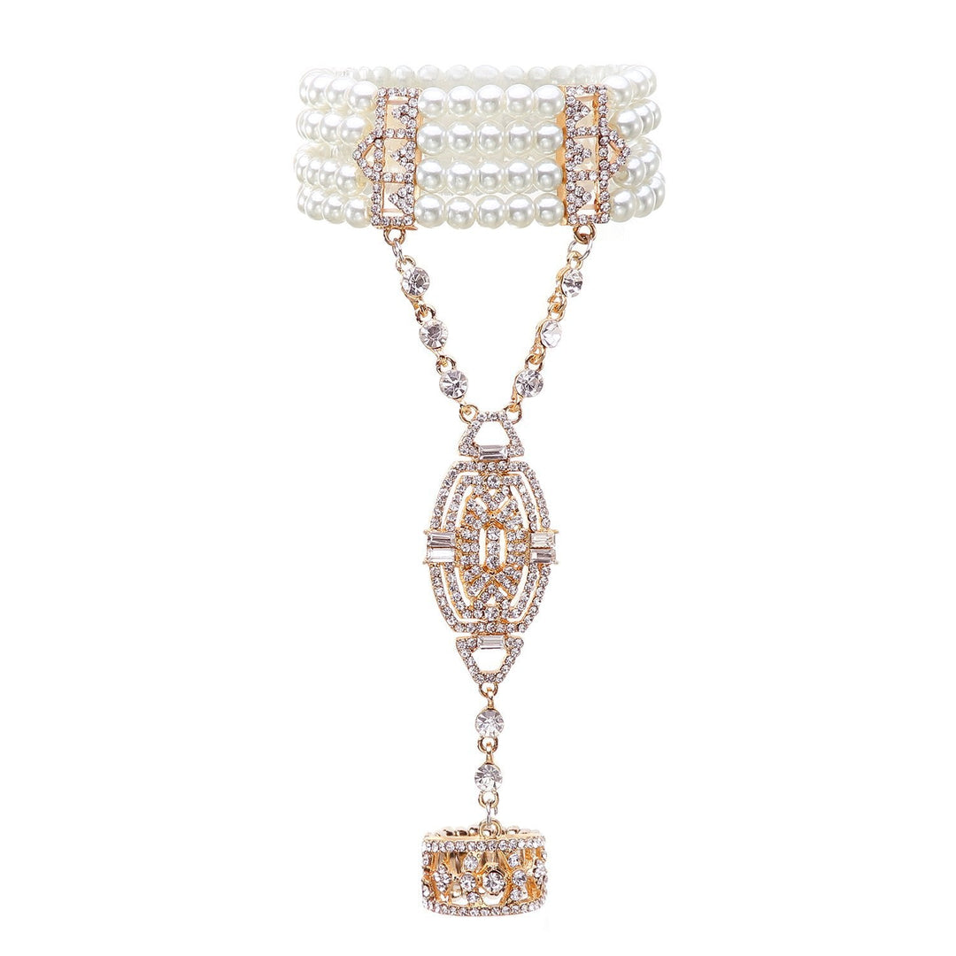 Jewelry Simple Rhinestone Luxury Pearl Ring Bracelet Set