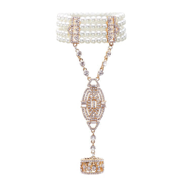 Jewelry Simple Rhinestone Luxury Pearl Ring Bracelet Set