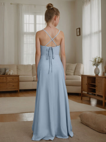 A-Line/Princess V-Neck Sleeveless Junior Bridesmaid Dresses