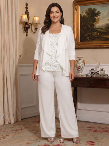 Chiffon Long Sleeves Plus Size Mother of the Bride Pantsuits with Jacket