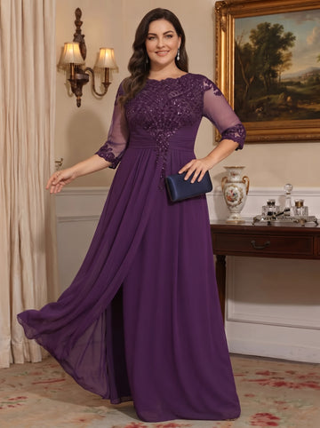 Sheath/Column Plus Size Mother of the Bride Dresses with Sequins & Applique