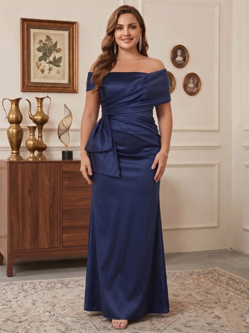 Sheath/Column Off-the-Shoulder Floor-Length Plus Size Mother of the Bride Dresses