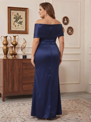 Sheath/Column Off-the-Shoulder Floor-Length Plus Size Mother of the Bride Dresses