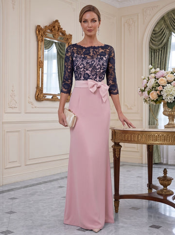 Sheath/Column Jewel Neck Floor-Length Mother of the Bride Dresses