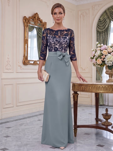 Sheath/Column Jewel Neck Floor-Length Mother of the Bride Dresses
