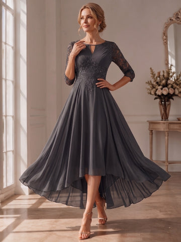 A-Line/Princess Scoop Tea-Length Mother of the Bride Dresses
