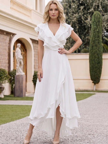 A-Line/Princess V-Neck Asymmetrical Mother of the Bride Dresses