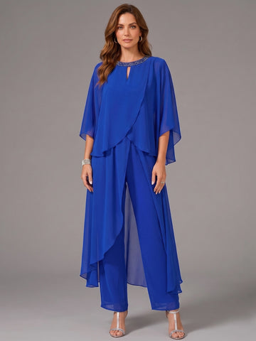 Chiffon Scoop Mother of the Bride Pantsuits