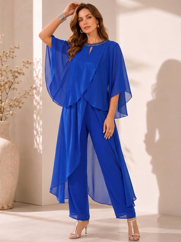 Chiffon Scoop Mother of the Bride Pantsuits
