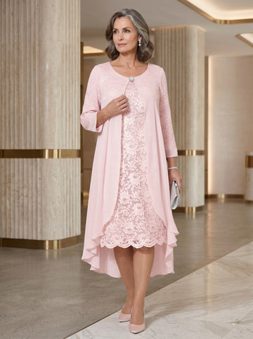 A-Line/Princess Scoop Tea-Length Mother of the Bride Dresses