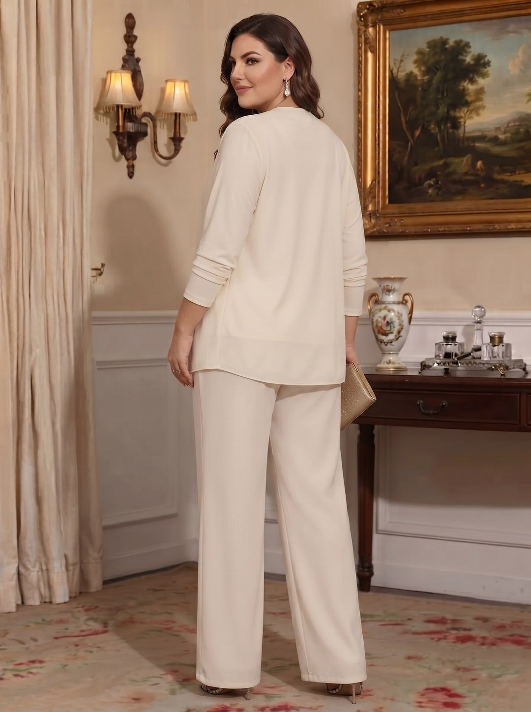 Chiffon Plus Size Mother of the Bride Pantsuits with Jacket