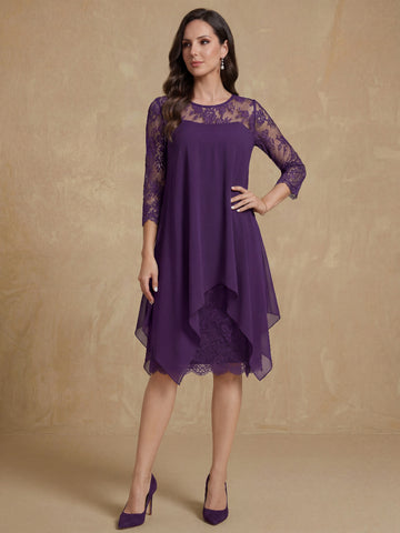 Sheath/Column Jewel Neck Knee-Length Mother of the Bride Dresses