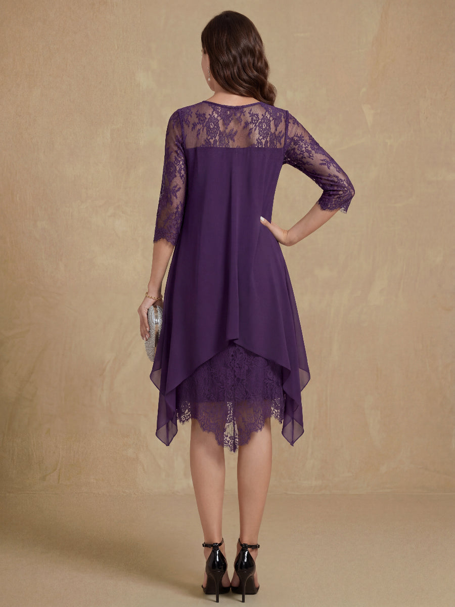 Sheath/Column Jewel Neck Knee-Length Mother of the Bride Dresses