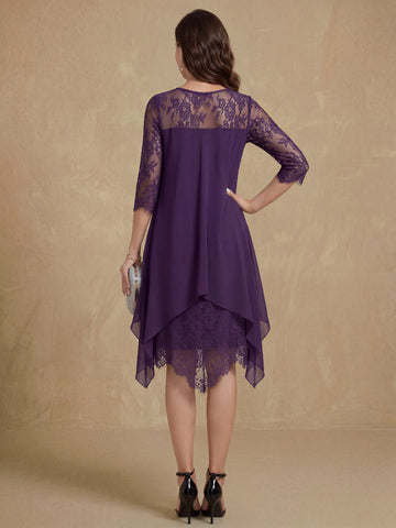 Sheath/Column Jewel Neck Knee-Length Mother of the Bride Dresses